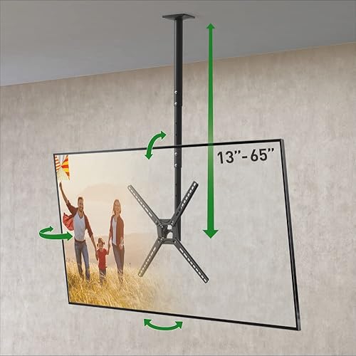 Barkan 38'' Long TV Ceiling Mount, 13-65 inch Full Motion - 3 Movement Flat/Curved Screen Bracket, Holds up to 88lbs, Telescopic Height Adjustment