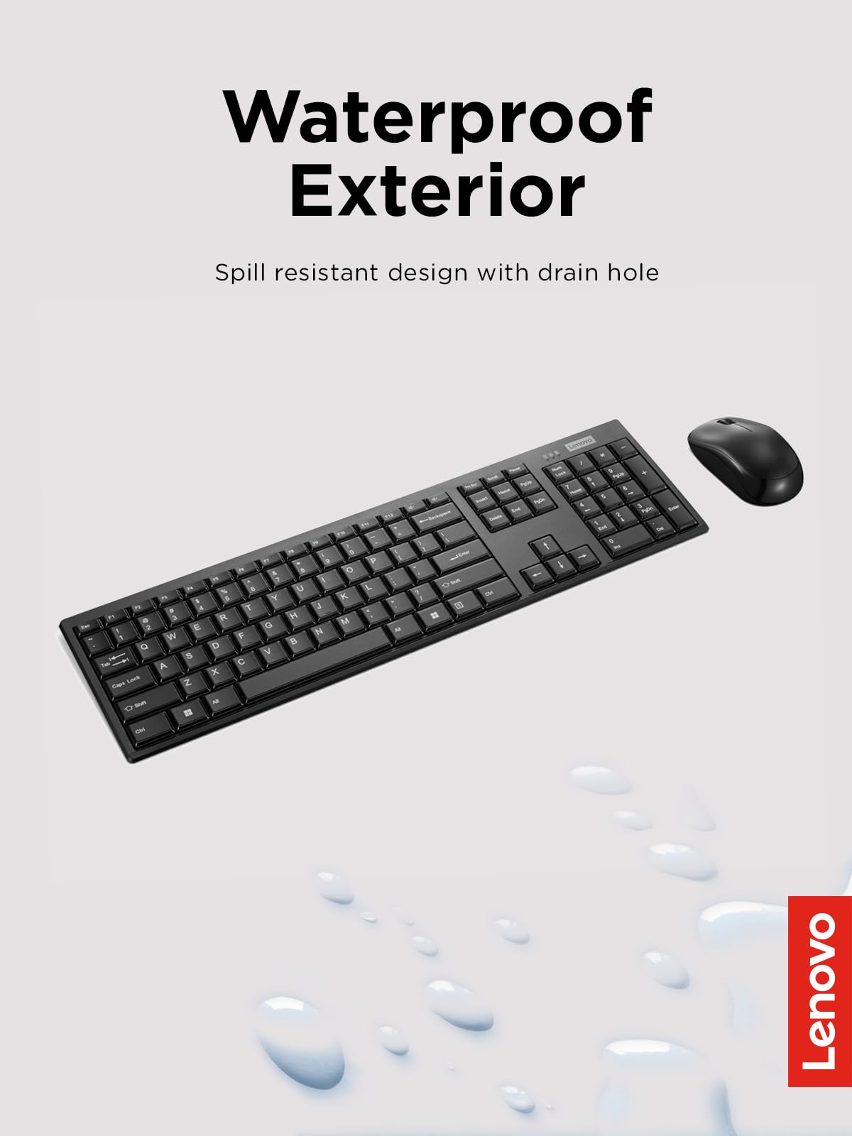 Lenovo 100 Wireless Keyboard and Mouse Combo - Cordless Set with Spill Resistant Quiet Keys - 3-Zone Keyboard - Ambidextrous Mouse - Compact Design