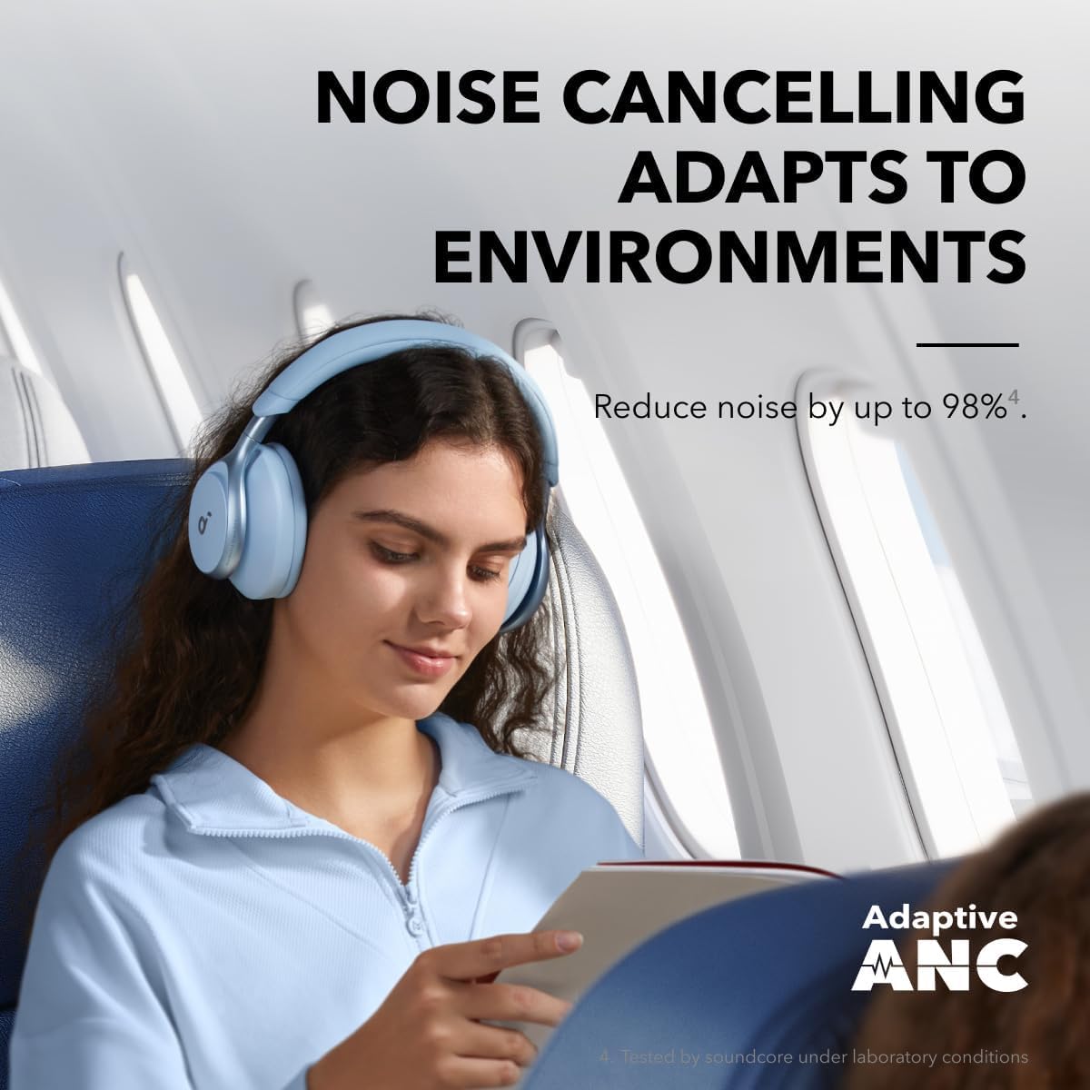 Soundcore Anker Space One ANC Over-Ear Headphones, Blue, Renewed