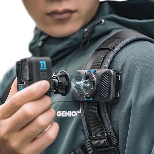SUREWO 360° Rotation Magnetic Quick Release Backpack Clip Mount Compatible with Gopro Hero 13,12,11,9,8,7,6,5,DJI Osmo Action 6/5 pro/4/3 and More