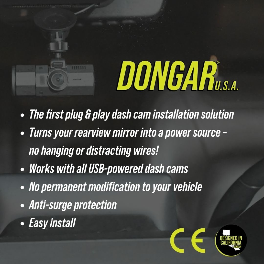 Dongar Dash Cam Power Adapter (5-Pin Type A) for Select Toyota/Lexus with Roof Option Connector, Compatible w/ 2024+ Toyota Tacoma