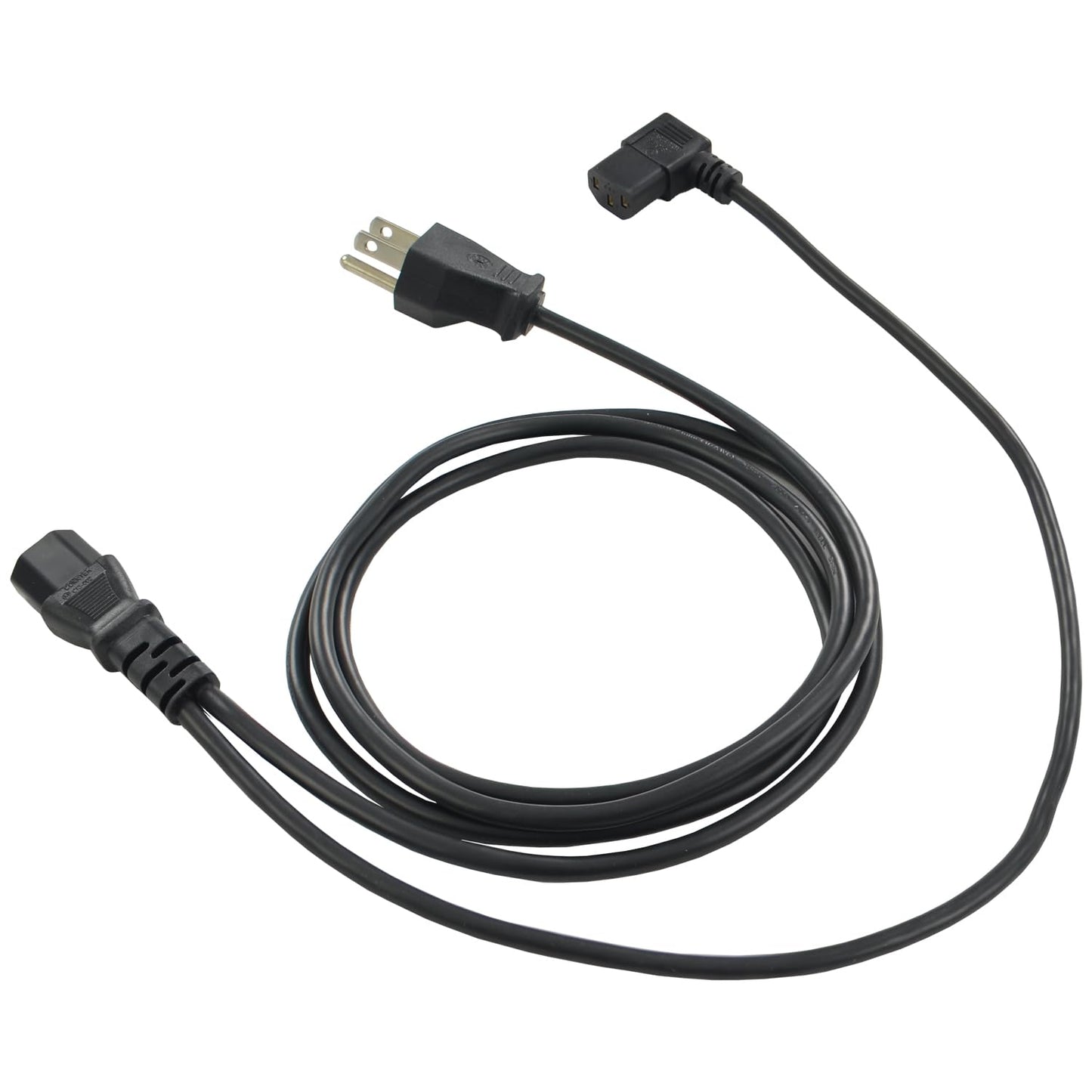 Conntek 6FT+3FT Power Cord Splitter, NEMA 5-15P to Dual IEC C13 (Left-Angle), 10A 125V, AC Power Extension Cable for PDU, UPS, Server, Computer,