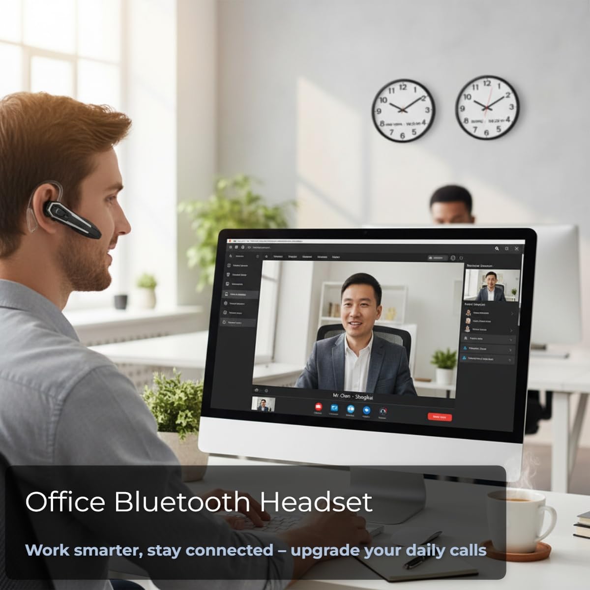 Bluetooth Headset for Office, 36H Talk Time Bluetooth 5.4 Wireless Headphones with Dual Mic Noise Cancelling, Lightweight Hands-Free Earpiece