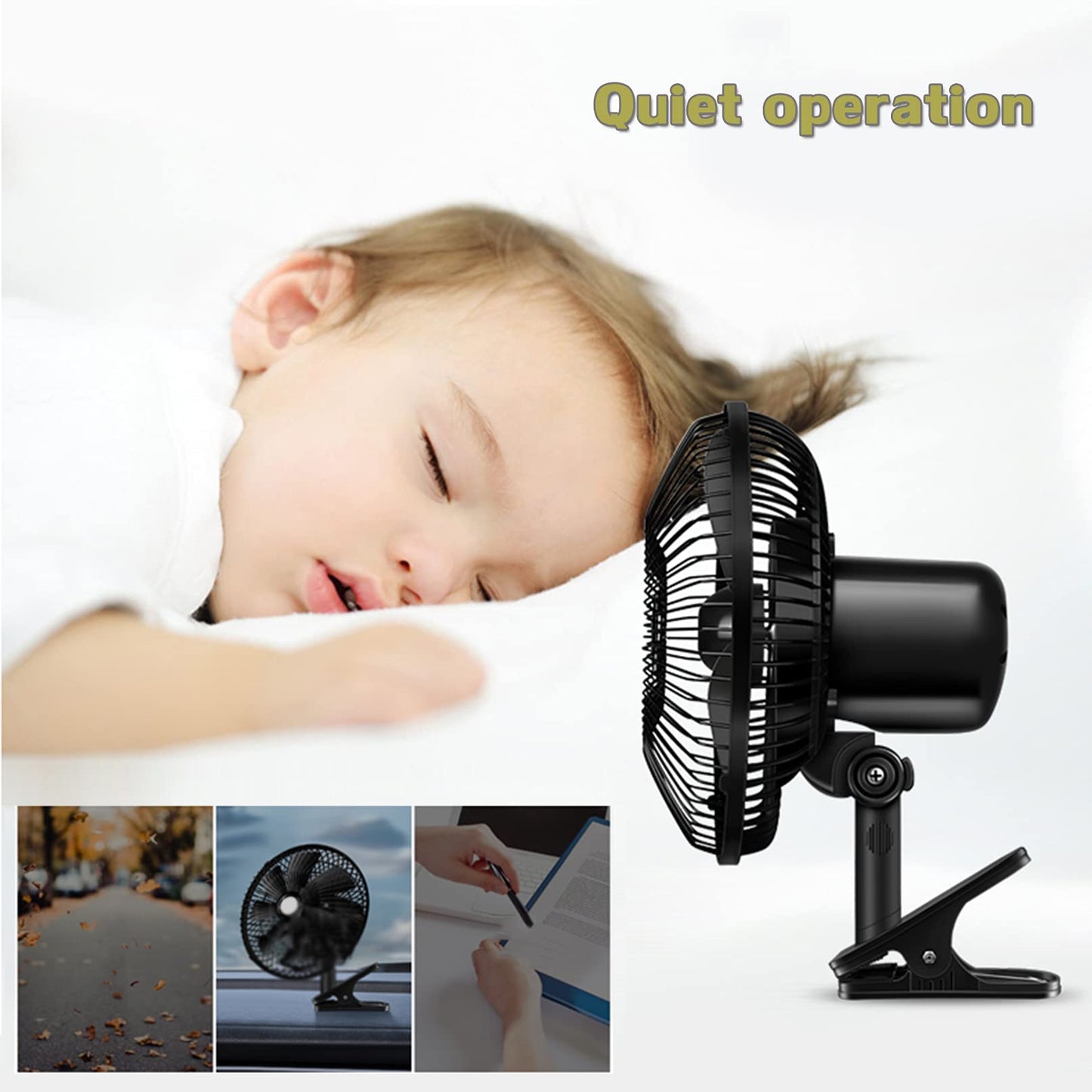 HORV Electric Air Fan -12V / 24V Car Oscillating Fan -8 inch Portable Vehicle Fan - Auto Camper Fan - 2 Speed Airflow Desk Fans with Clip