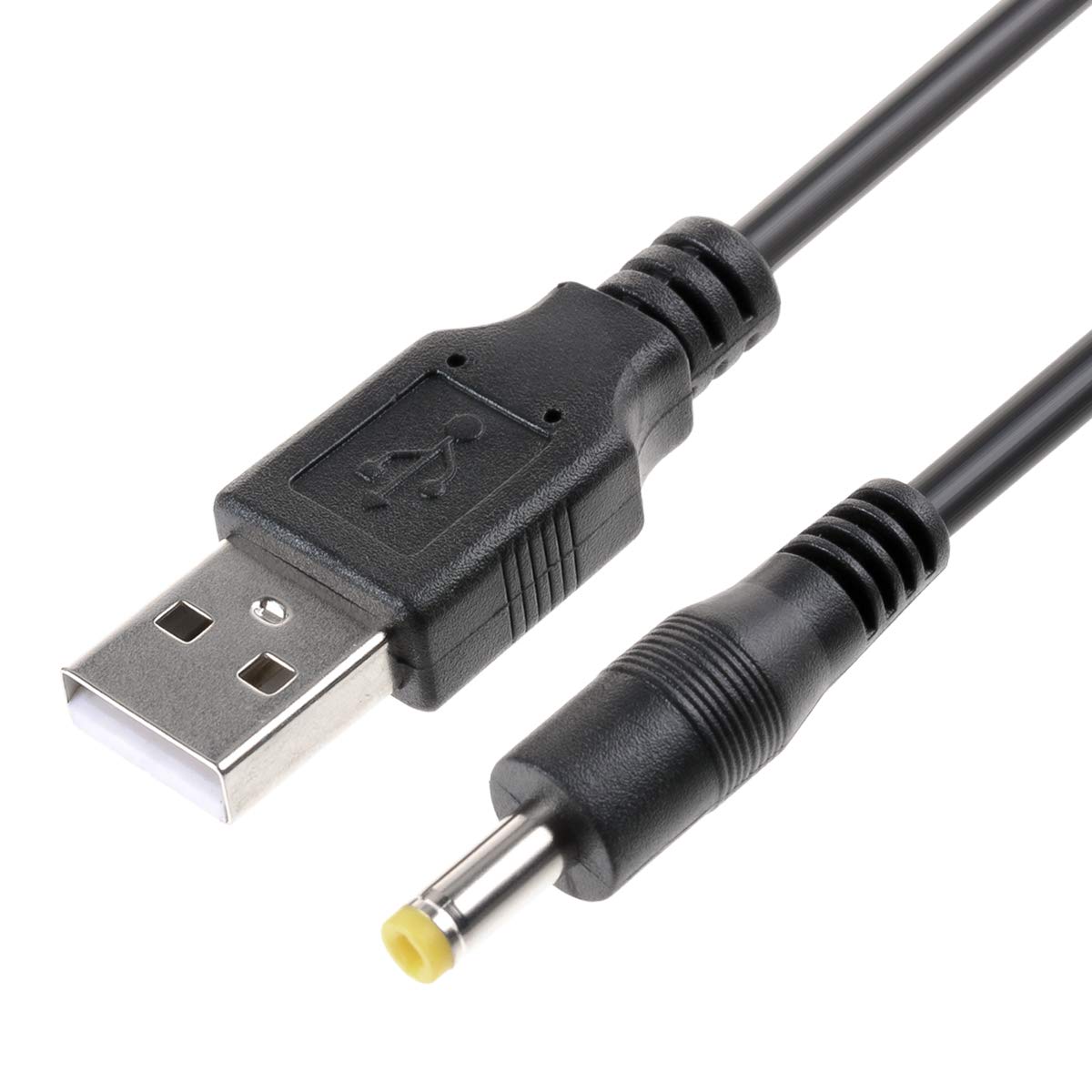 TENINYU USB 2.0 A Male to DC 4.0x1.7mm 5 Volt 24AWG DC Barrel Jack Power Cable 3FT (Max 2.5 Ampere Power Cable, Center PIN Positive), 2Pack