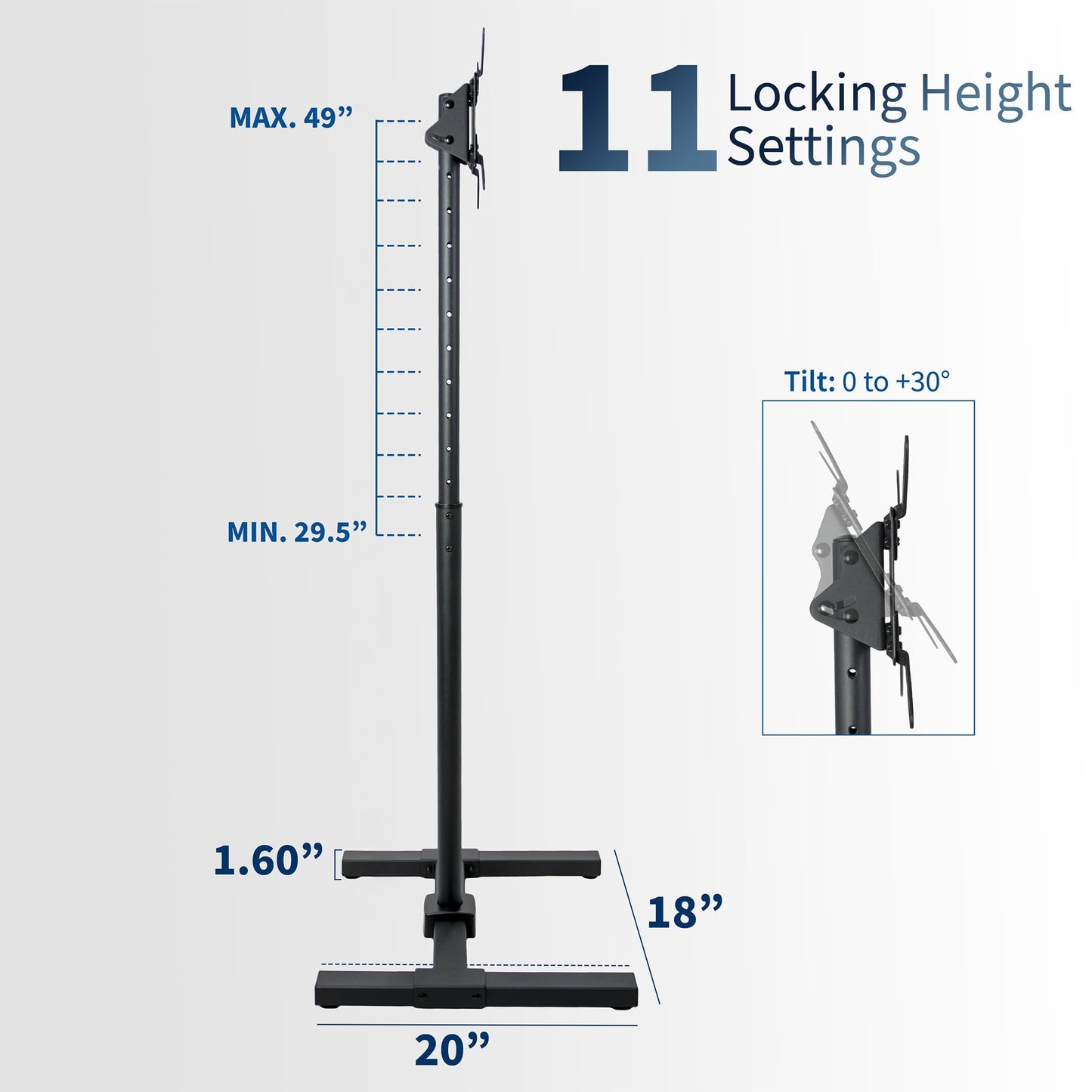 VIVO TV Floor Stand for 13 to 50 inch Flat Panel LED LCD Plasma Screens, Portable Display Height Adjustable Mount STAND-TV07…