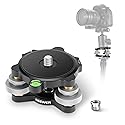 NEEWER Tripod Head Leveling Base Camera Leveler, 3 Axis Wheel Metal Head with Bubble Levels, 3/8" Screw & Thread, +/-9° Precise Angle Adjustment