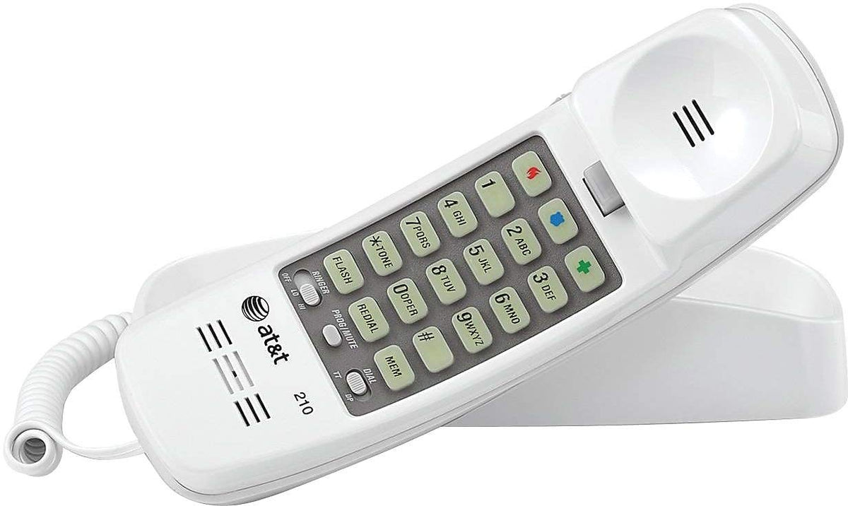 AT&T 210WH Corded TrimLine Phone,Lighted Keypad, White