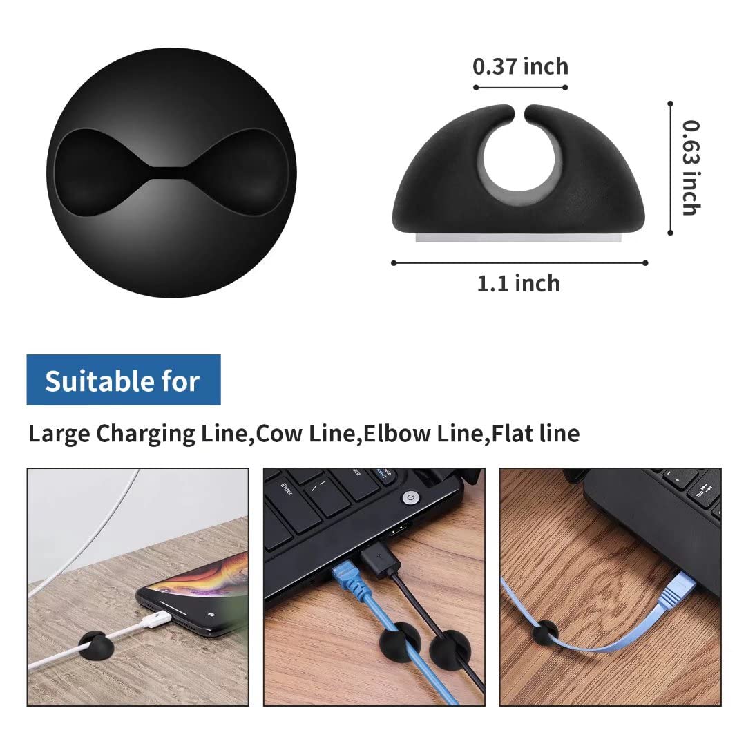 CHEFBEE 8 Pack Adhesive Cable Clips, Cable Cord Holder Organizer Management System for Desk, Wire Clips for All Your Computer, Electrical, Charging or