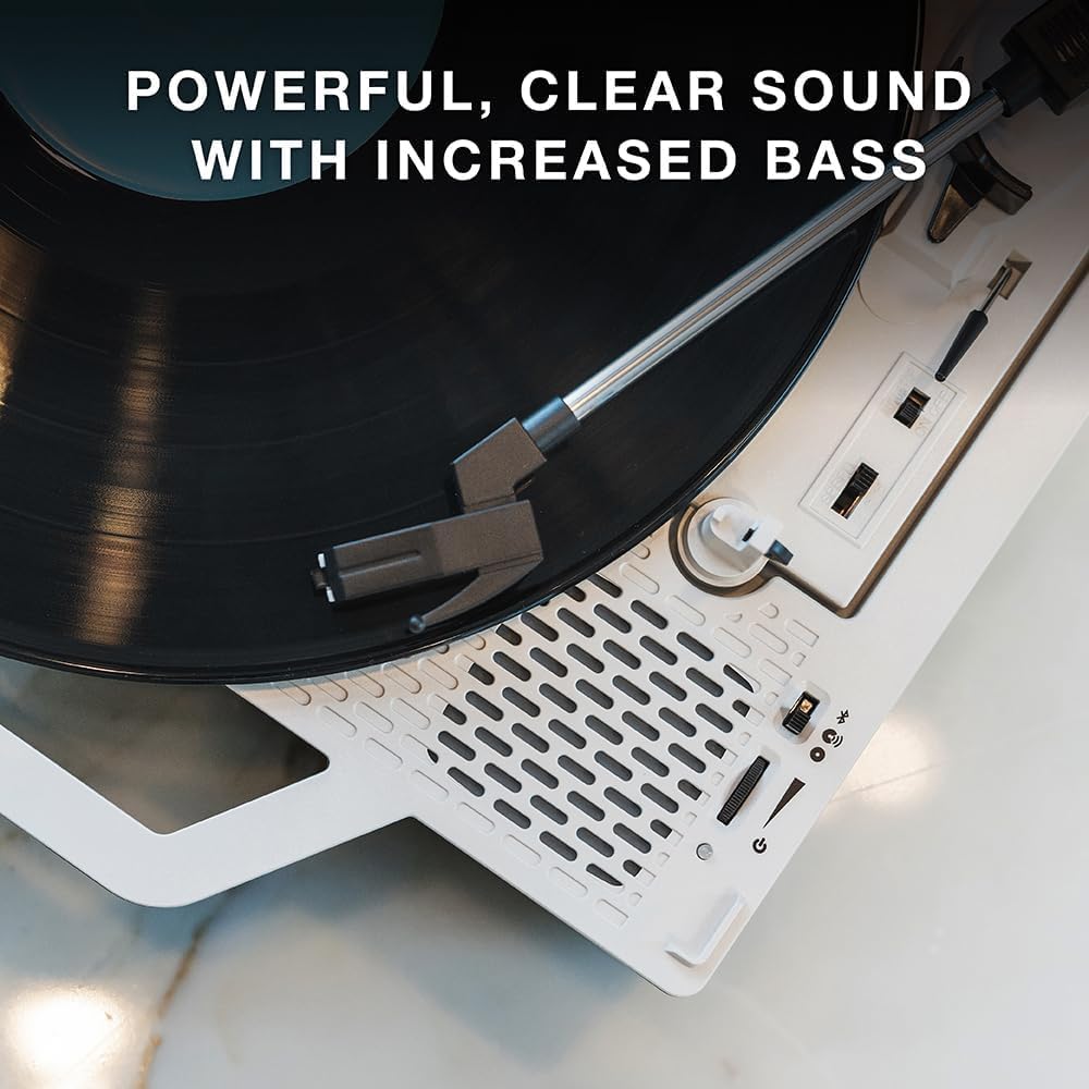 Victrola Re-Spin - Sustainable Suitcase Vinyl Record Player, 3-Speed (33 1/3, 45 & 78 RPM), Belt-Driven Bluetooth Turn Table with Built-in Bass