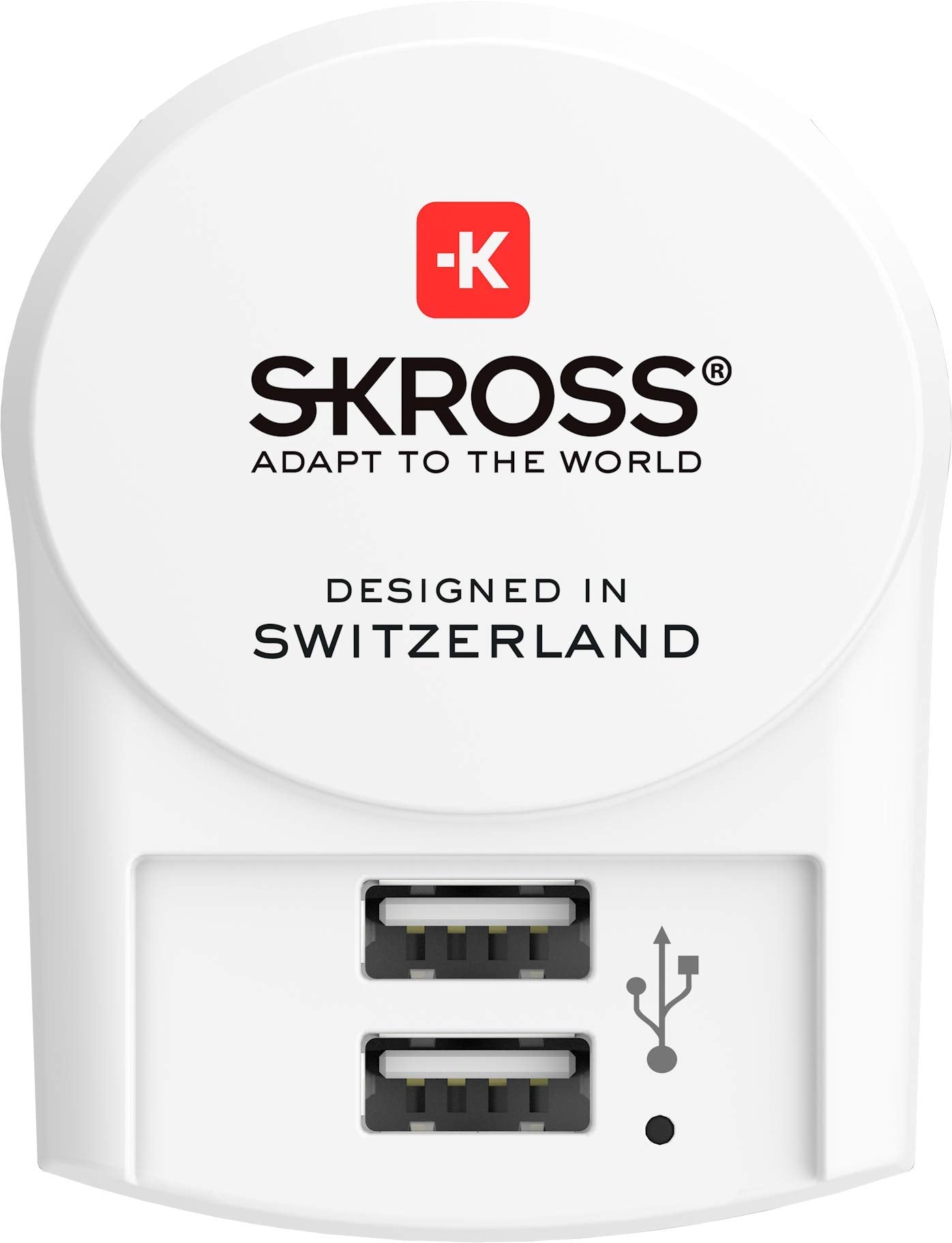 SKROSS - European 2 Pin Charger with 2 USB 2.4 A Ports for Charging 2 Phones or Tablets - Perfect for Charging Your Devices While in Europe