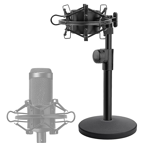 Desk AT2020 Stand, Adjustable Metal Table Mic Stand with Shock Mount for Audio Technica AT2020 AT2020USB+ AT2035 ATR2500x Condenser Studio Microphone
