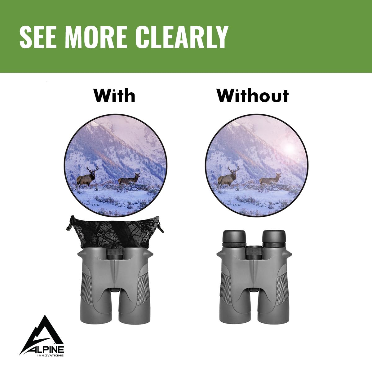 Slicker Bino Bandit - Blocks Glare, Improves Visual Acuity and Reduces Eye Fatigue. FITS All Binoculars, Charcoal