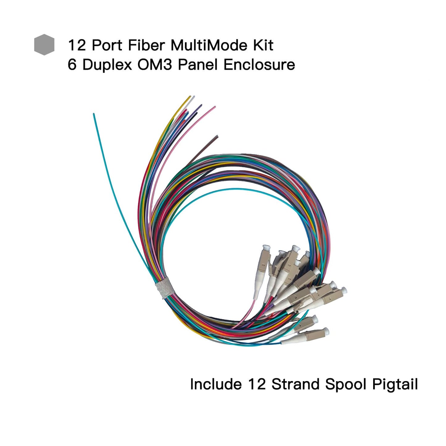 6-Port Fiber Optic Wall Mount Enclosure, OM3 Multimode LC-UPC, 12-Core Box with Pigtails, Black