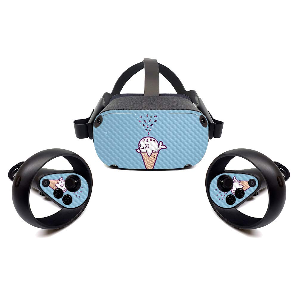 MightySkins Carbon Fiber Skin for Oculus Quest - Whale Ice Cream | Protective, Durable Textured Carbon Fiber Finish | Easy to Apply, Remove,