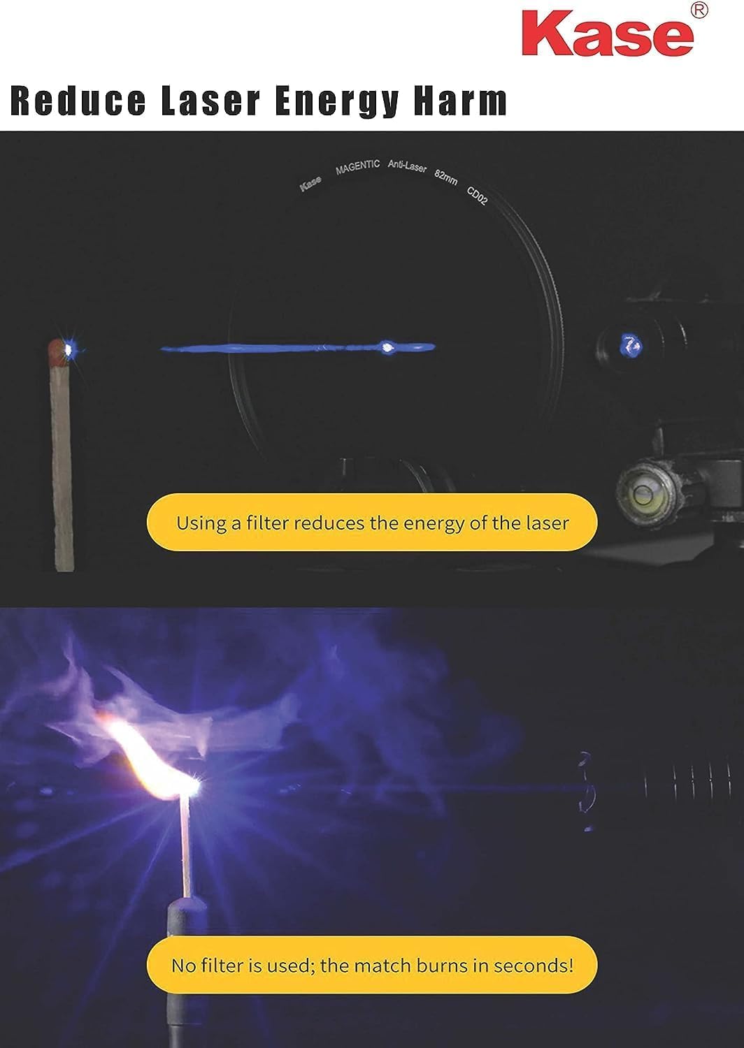 Kase Revolution Anti-Laser Filter Magnetic Shockproof Tempered Optical Glass Incl Adapter (82mm)