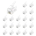 Uvital 100 Pack RJ9 4P4C 4P2C Plug, Standard Telephone Handset Modular Plugs Male Connectors Transparent Color Jack Crimp End Crimper