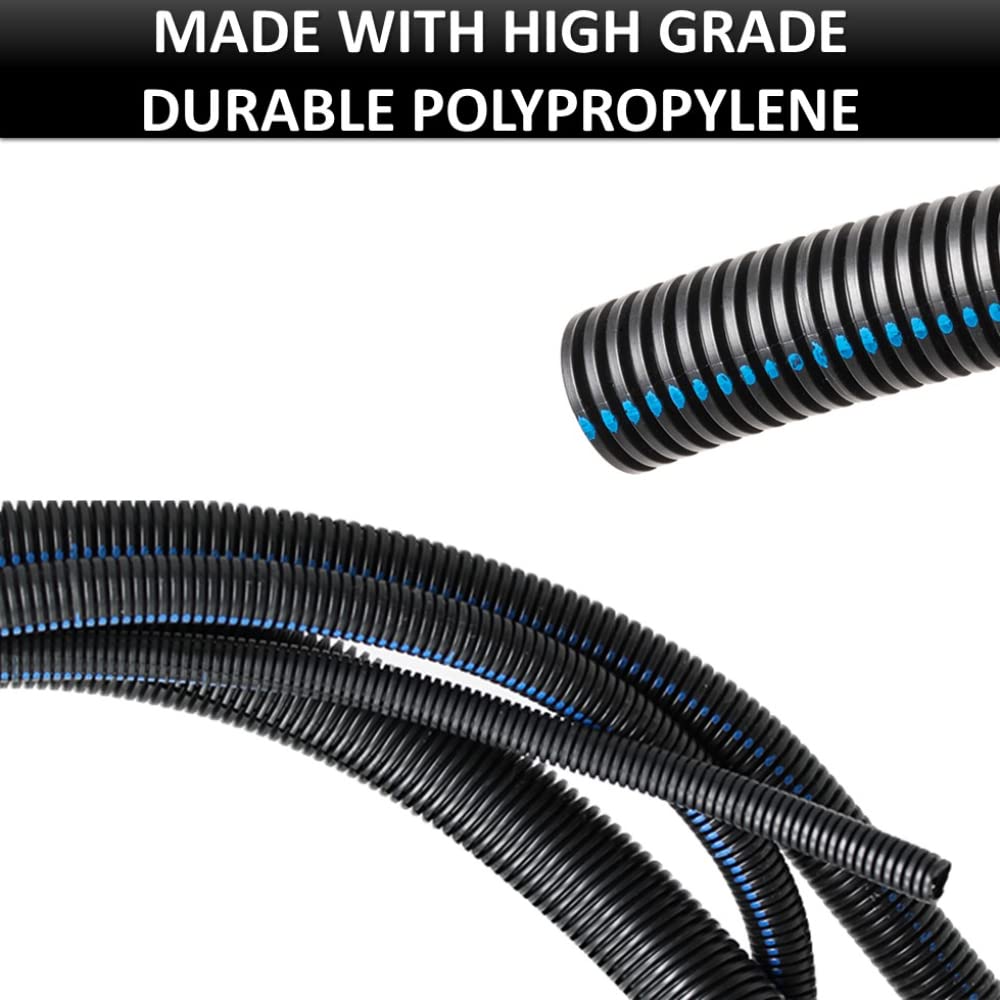 Kable Kontrol Flame Retardant Split Wire Loom Tubing 1/4” Inch 100 Ft Long - Black Self-Extinguishing Wire Conduit Cover for Cords - Corrugated Tubing