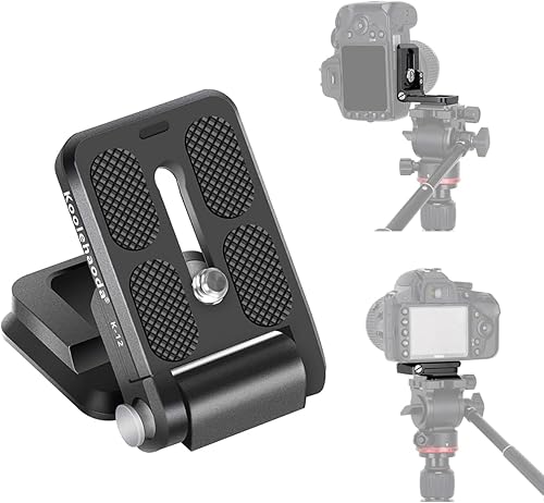 koolehaoda Foldable L-Shaped Quick Release Plate Camera L Bracket Vertical Horizontal Switching with 1/4 Inch Screw Replacement for Canon Nikon Sony