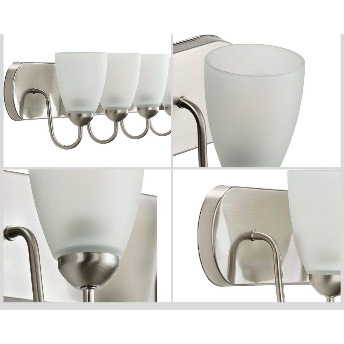 Progress Lighting Gather Collection 4-Light Etched Glass Traditional Bath Vanity Light Brushed Nickel