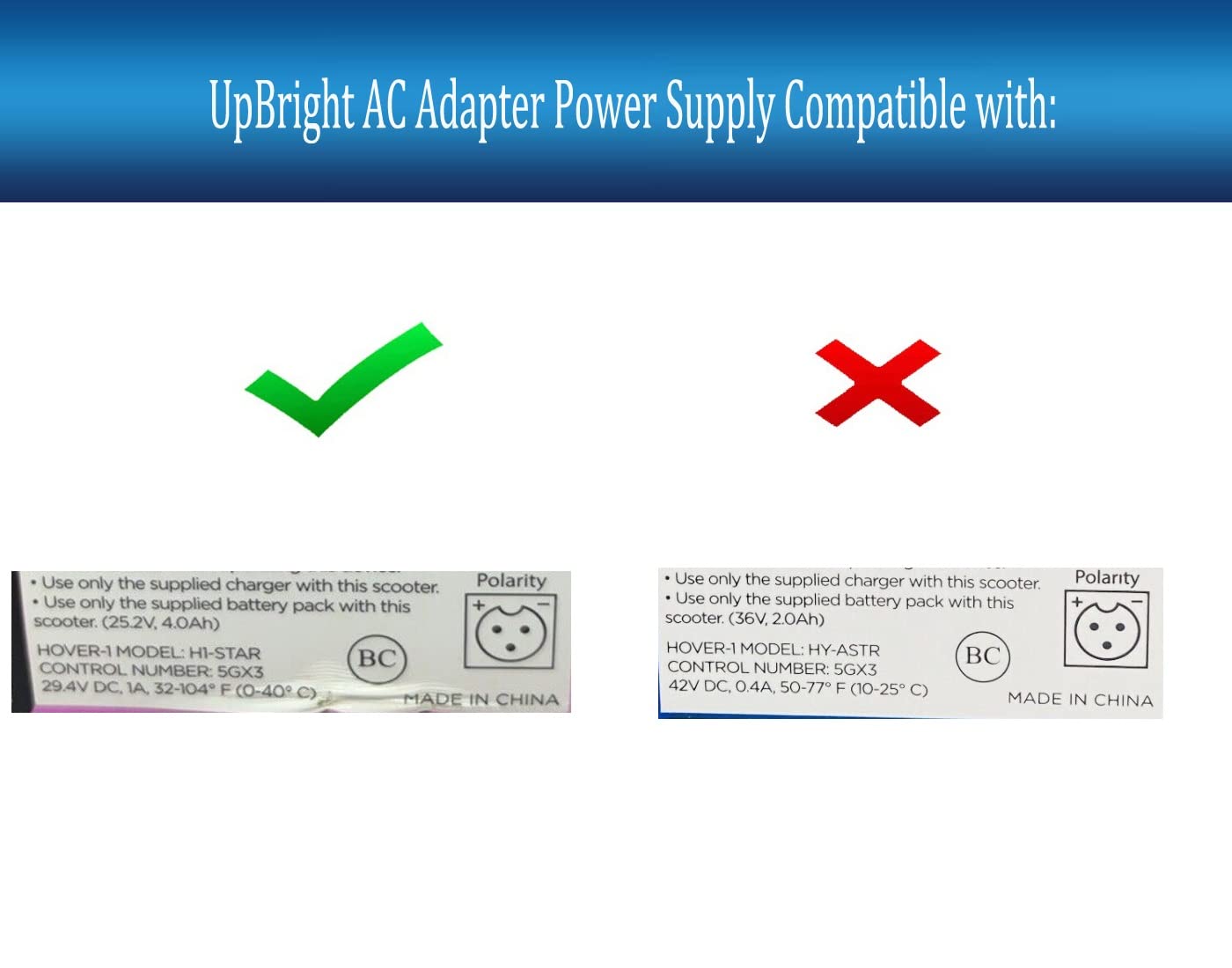 UpBright 29.4V AC/DC Adapter Compatible with X Hover-1 HY-ASTR Allstar H1STAR DSA-STAR BLU DSASTAR PNK 25.2V 4.0Ah Lithium-ion Battery Hover board…