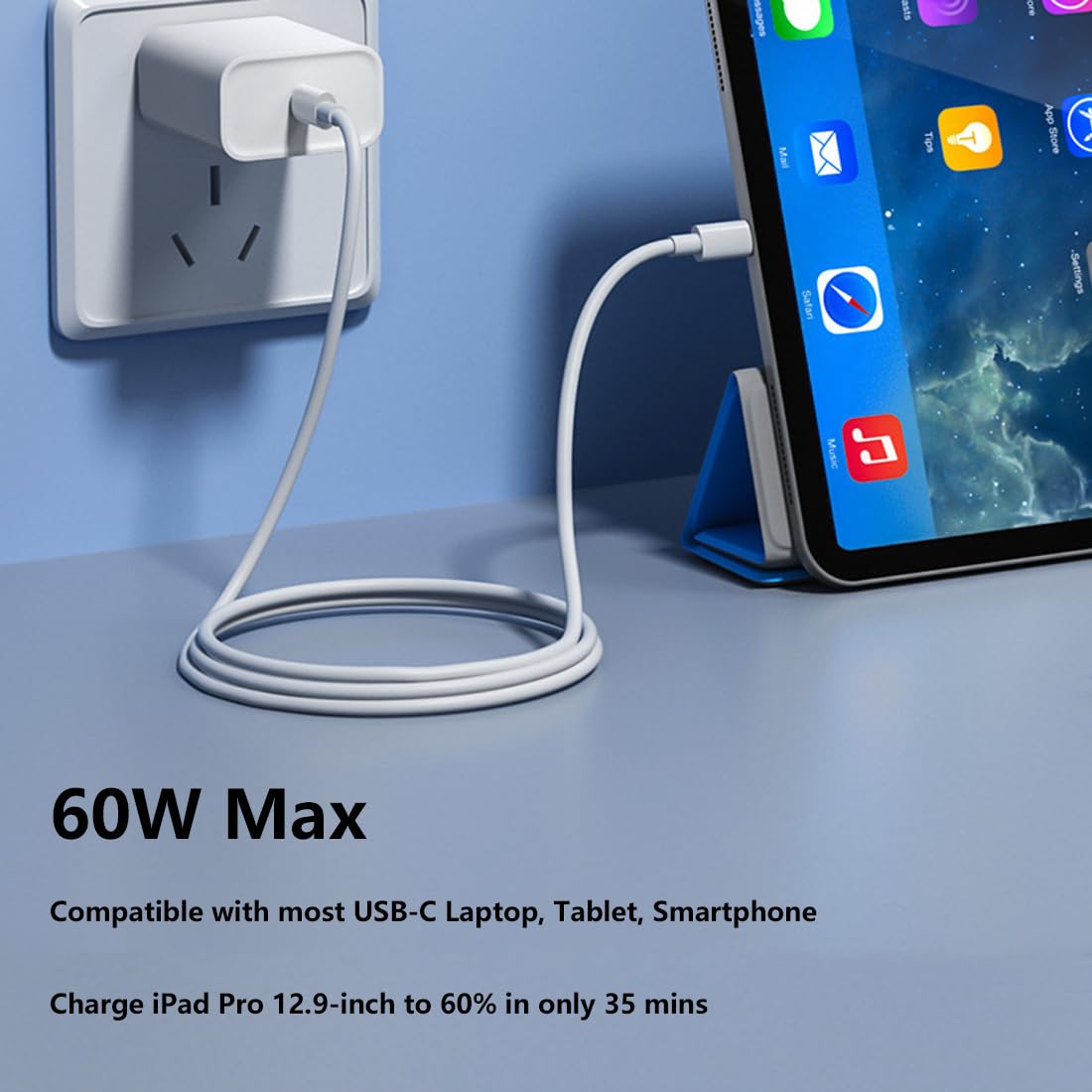 Pocxwa USB C to USB C Charger Cable, 60W USBC Fast Charging Cord 5Ft Compatible with Google Pixel 10 9 8 7 6 5 4 3 2 Series Smartphones, Pixel Tablet