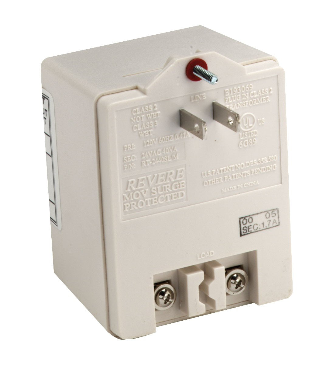 DynaLock 5324 5300 Series Plug-in Transformer, 120/24 VAC, 1.5 Amp