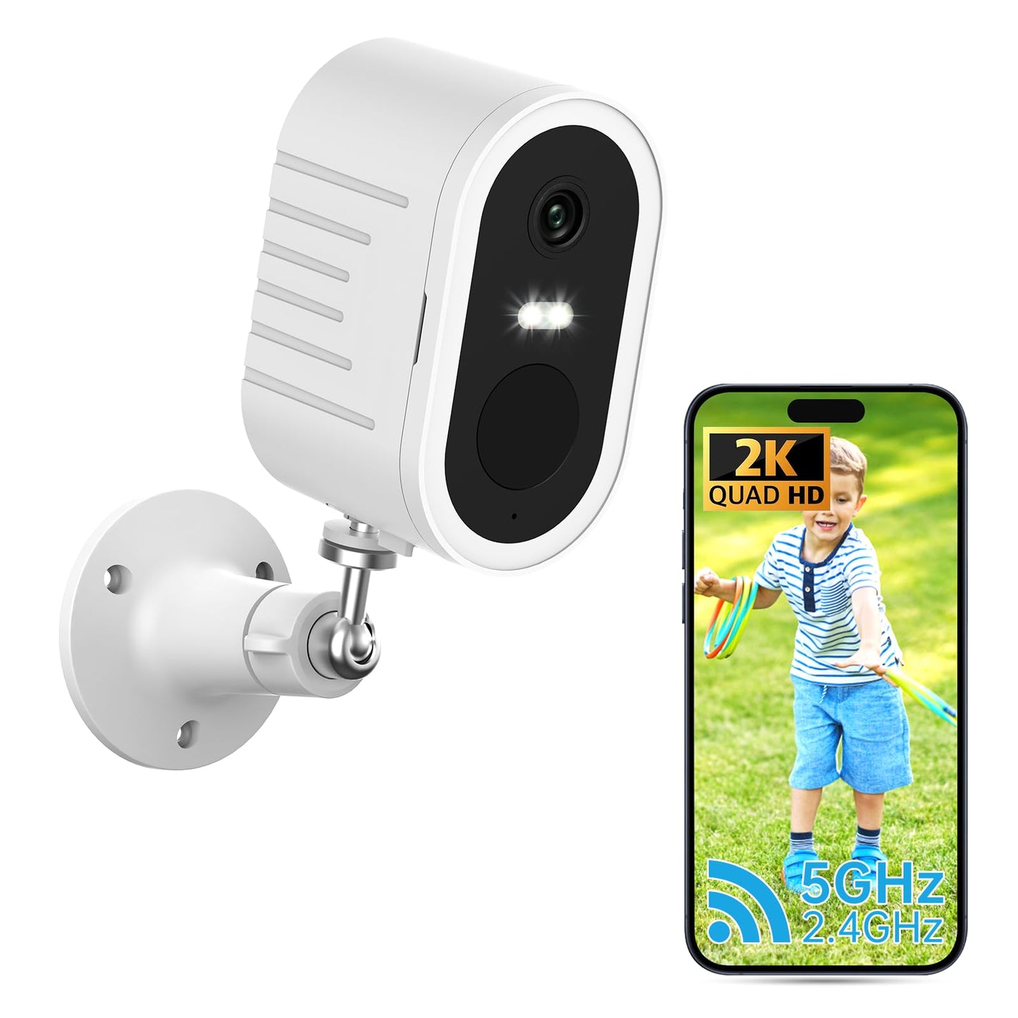 Recmoment Security Cameras Wireless Outdoor,2K Color Night Vision AI Motion Detection Spotlight Siren Alarm,5G/2.4G WiFi Home Indoor Camera Two-Way