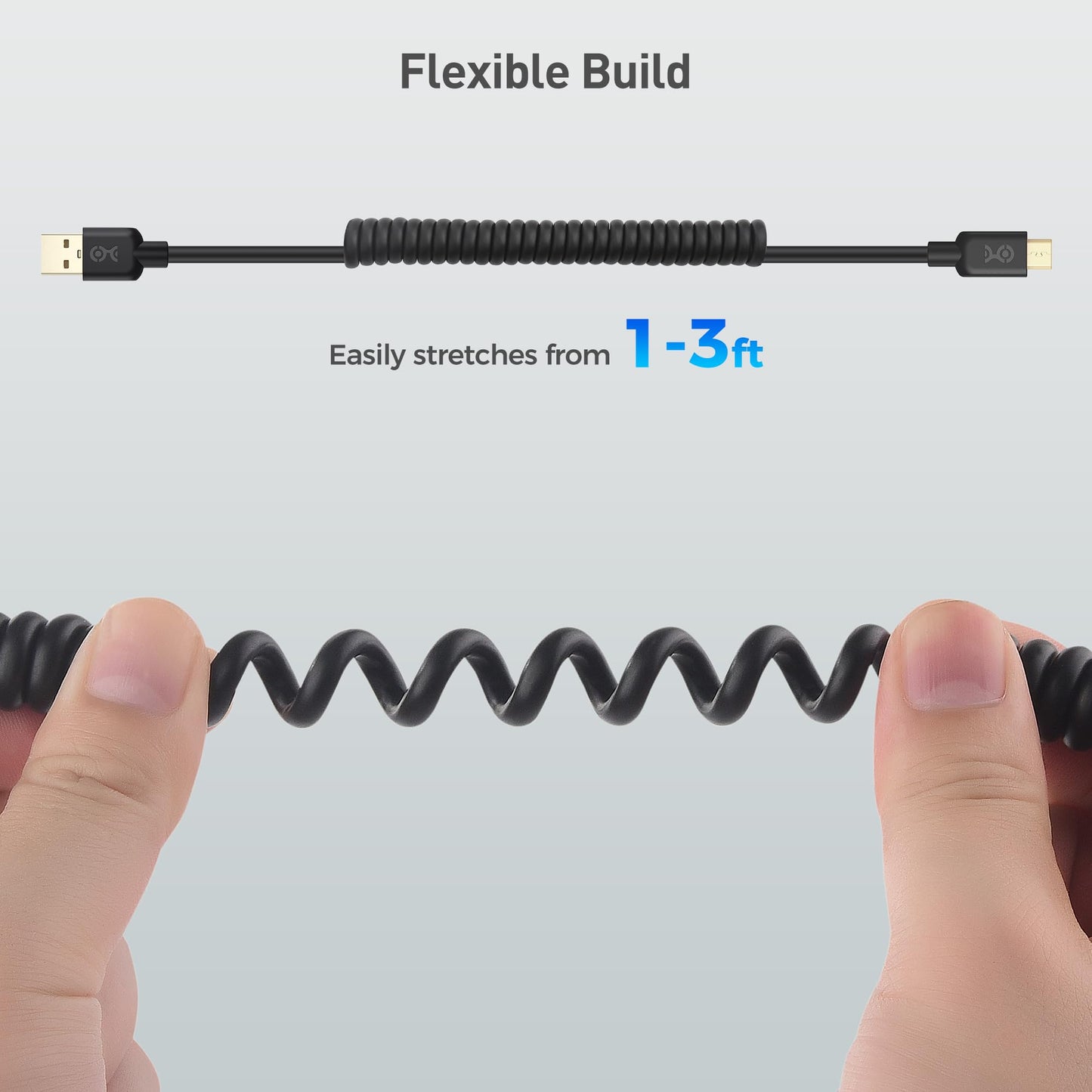 Cable Matters 2-Pack Coiled Micro USB Cable (Coiled Micro USB to USB2.0) 2-4 Feet