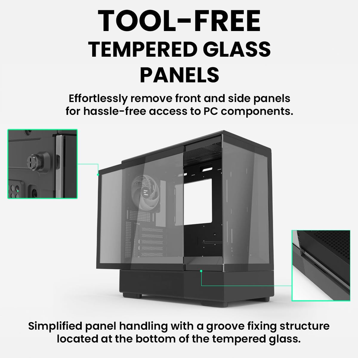 Zalman P10 Micro ATX Case, MATX PC Case with 120mm ARGB Fan Pre-Installed, Panoramic View Tempered Glass Front & Side Panel, USB Type-C and USB 3.0