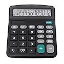 Desk Calculator, Basic Office Calculator with 12 Digits Large Display, Dual Solar Power and Battery, 4 Function Simple Calculation, Big Button