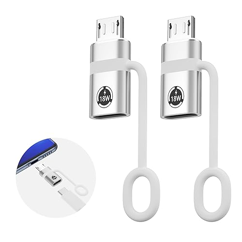 Liaoan USB C to Micro USB Adapter, 2 Pieces, Supports 18W Fast Charging and Data Transfer, Suitable for USB C Socket to Micro Plug Adapter, not…