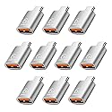 Pastall 10 Pack 10Gbps/120W USB C to USB3.1 Adapter, Silver Type C Male to USB Female Adapter for Smartphone, PC, Laptop, Tablet, Keyboard etc.