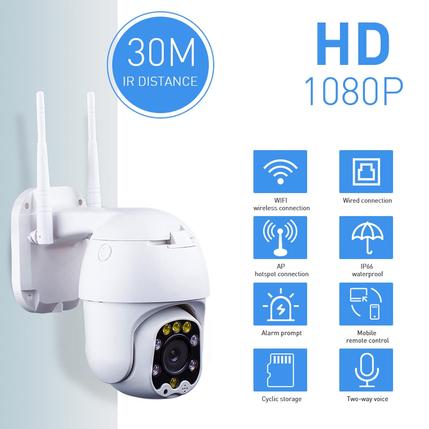 Alptop Outdoor PTZ WiFi IP Security Camera 1080P Home Surveillance Camera Pan/Tilt Two-Way Audio Motion Detection Color Night Vision Auto Tracking