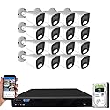 GW Security 16 Channel 4K NVR 8MP AI Human & Vehicle Detection Security Camera System with 16 UHD 4K 2160P Microphone PoE Outdoor/Indoor Waterproof IP