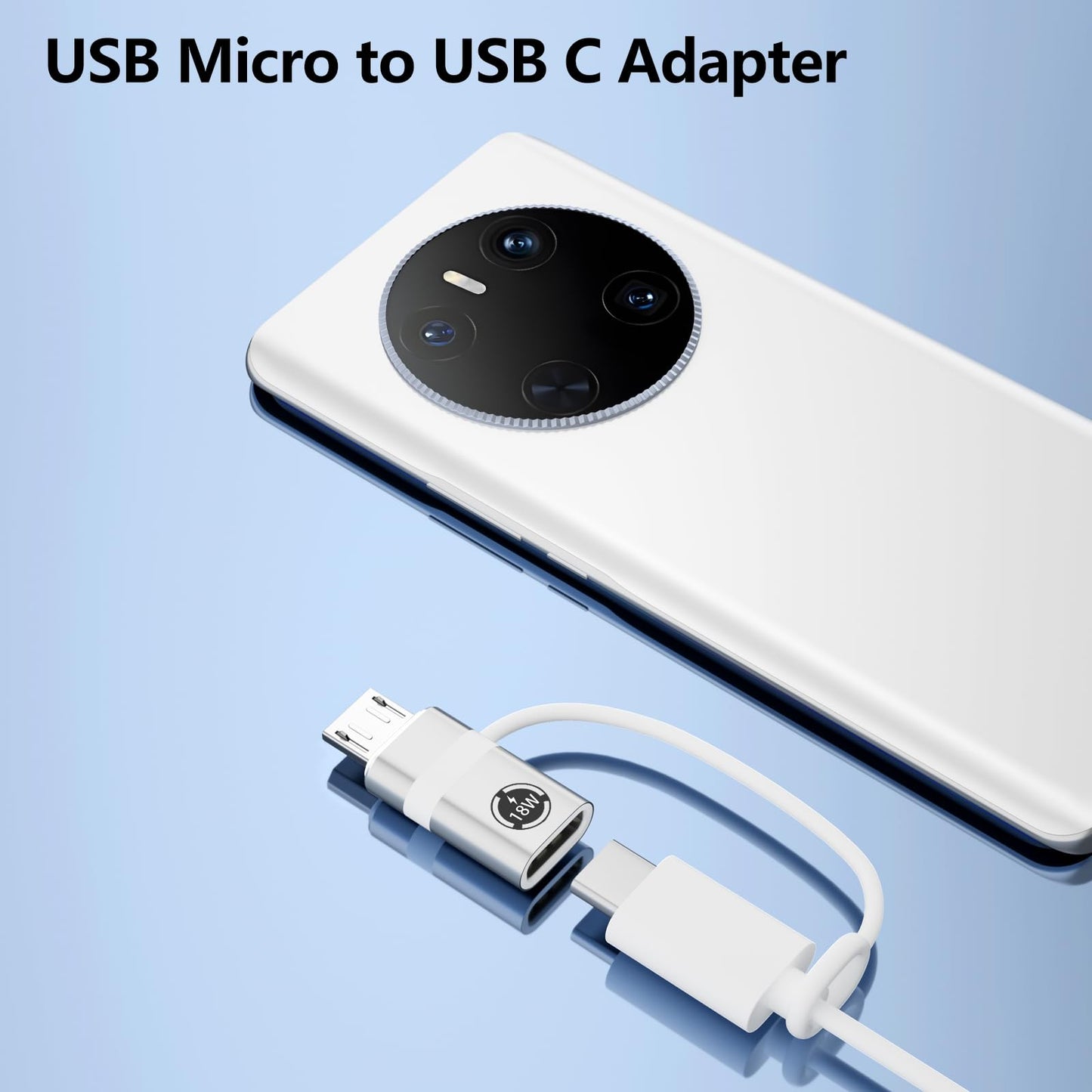 Liaoan USB C to Micro USB Adapter, 4 Pieces, Supports 18W Fast Charging and Data Transfer, Suitable for USB C Socket to Micro Plug Adapter, not…