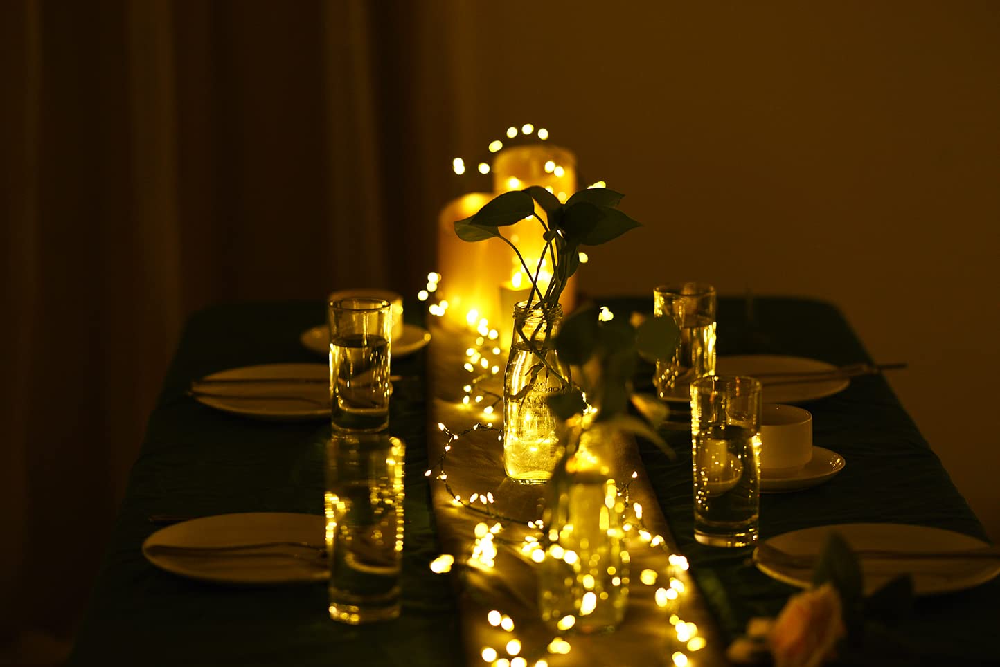 Dailyart 6feet 120 LED Starry Lights, Battery Operated Waterproof Dark Green Copper Wire Fairy Light String Light for Garland, Wreath, Patio, Garden