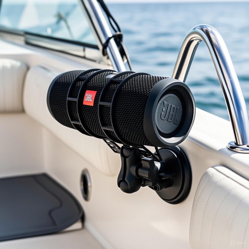 Anchored Mounts Golf Cart Bluetooth Speaker Mount - Fits All Speaker Sizes - Compatible: Boat, ATV, UTV, Bike - Adjustable Straps - Heavy Duty Suction