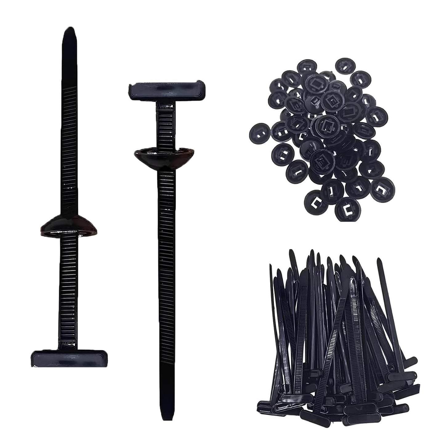 100PCS Nylon Universal Cable Tie Buckle, Zip Ties Heavy Duty with Pin & Button Design, Car Daily Repair, Applicable Toengine Lower Guard Plates