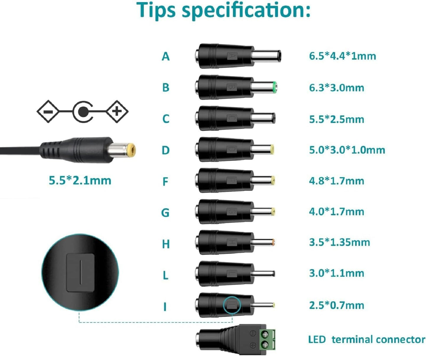 Basicvolt Universal AC Adapter 9V 2A Power Supply Center Positive DC 9 Volt 1.8A 1.5A 1A 0.8A 0.5A 450mA Power Cord Charger for LED Strip Light CCTV…