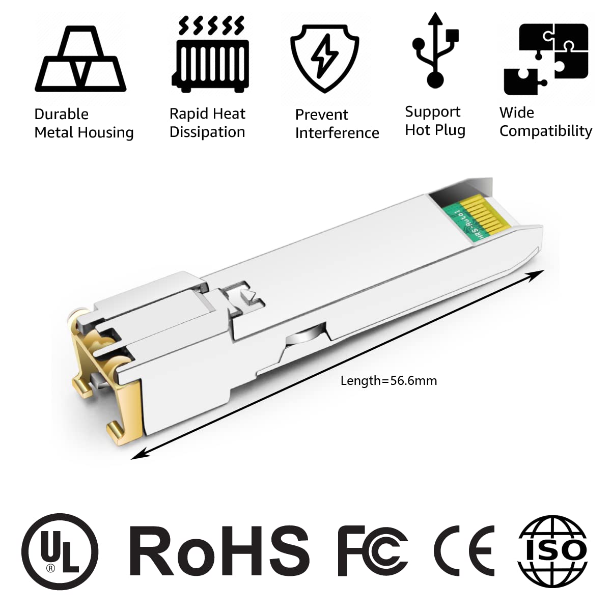 OPSTRAN 10GBASE-T SFP+ RJ45 Copper Transceiver Module Compatible with Fortinet FN-TRAN-SFP+GC FS-TRAN-SFP+GC 10G SFP+ 30m Cat6a/7