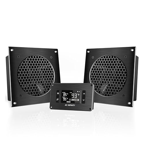 AC Infinity AIRPLATE T8, Quiet Cooling Dual-Fan System 6" with Thermostat Control, for Home Theater AV Cabinets