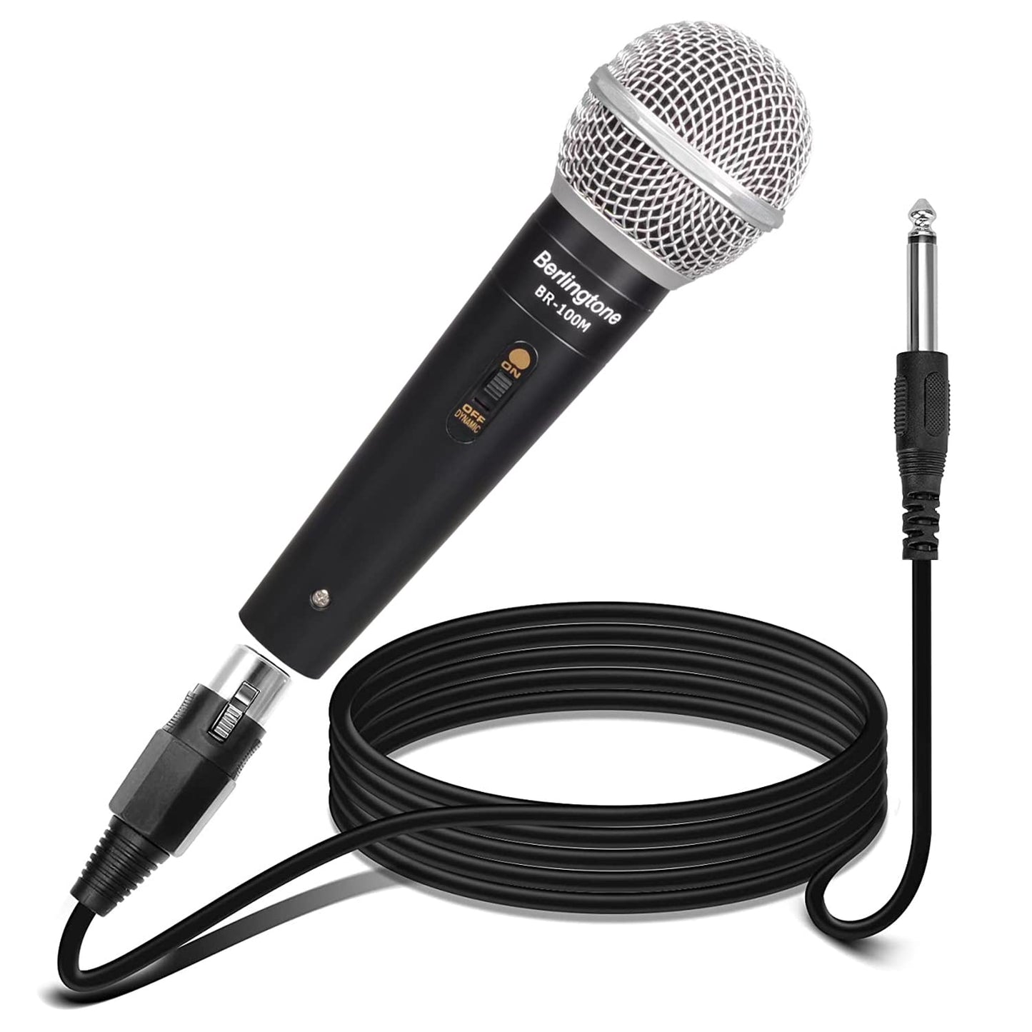 Berlingtone Dynamic Vocal Microphone - Metal Casing, Microphone for Singing, Speaking, Wired, 25ft XLR Cabel, Cardioid, with ON/Off Switch