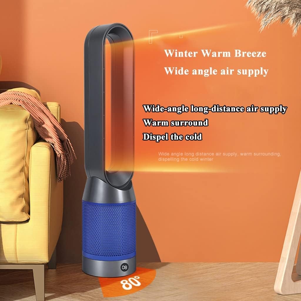 YWangQiang Standing Fan Bladeless Tower Fan, Cooling and Heating Dual-use Vertical Air Conditioning Fan, 80° Oscillating Fan with Remote Quiet (Gris