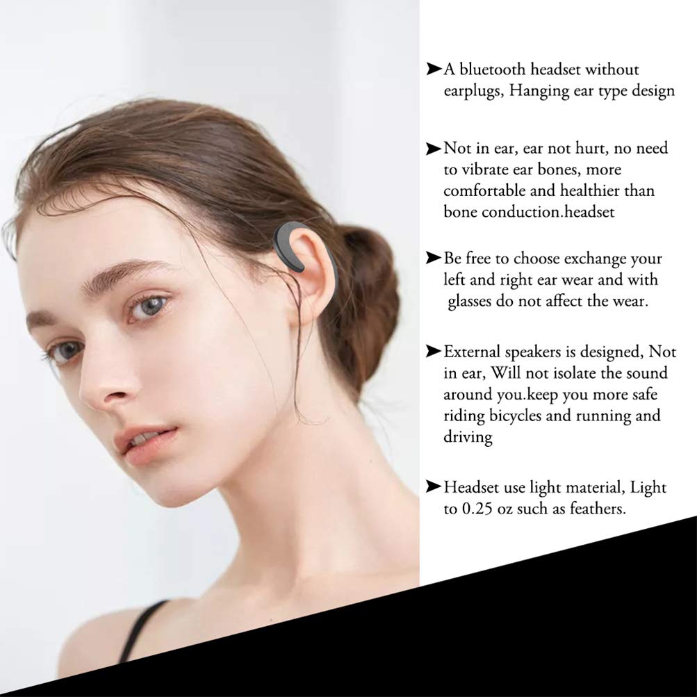 3C Light Ear Hook Wireless Bluetooth Headphone,Painless Wearing Single Ear Bluetooth Earpieces with Mic,Lightweight Non Bone Conduction Headsets
