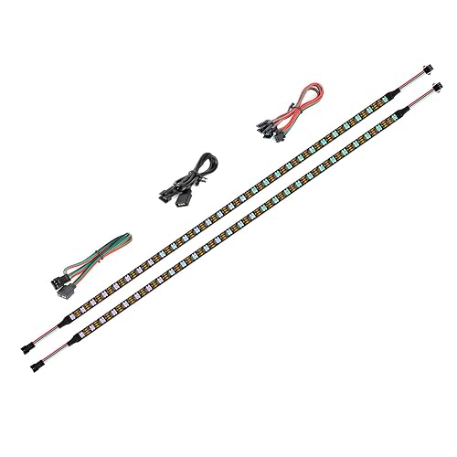 BTF-LIGHTING WS2812B IC PC Light Strip 2PCs 19in Individually Addressable for 5V 3Pin LED Headers for Asus Aura, Gigabyte RGB Fusion, MSI Mystic Light