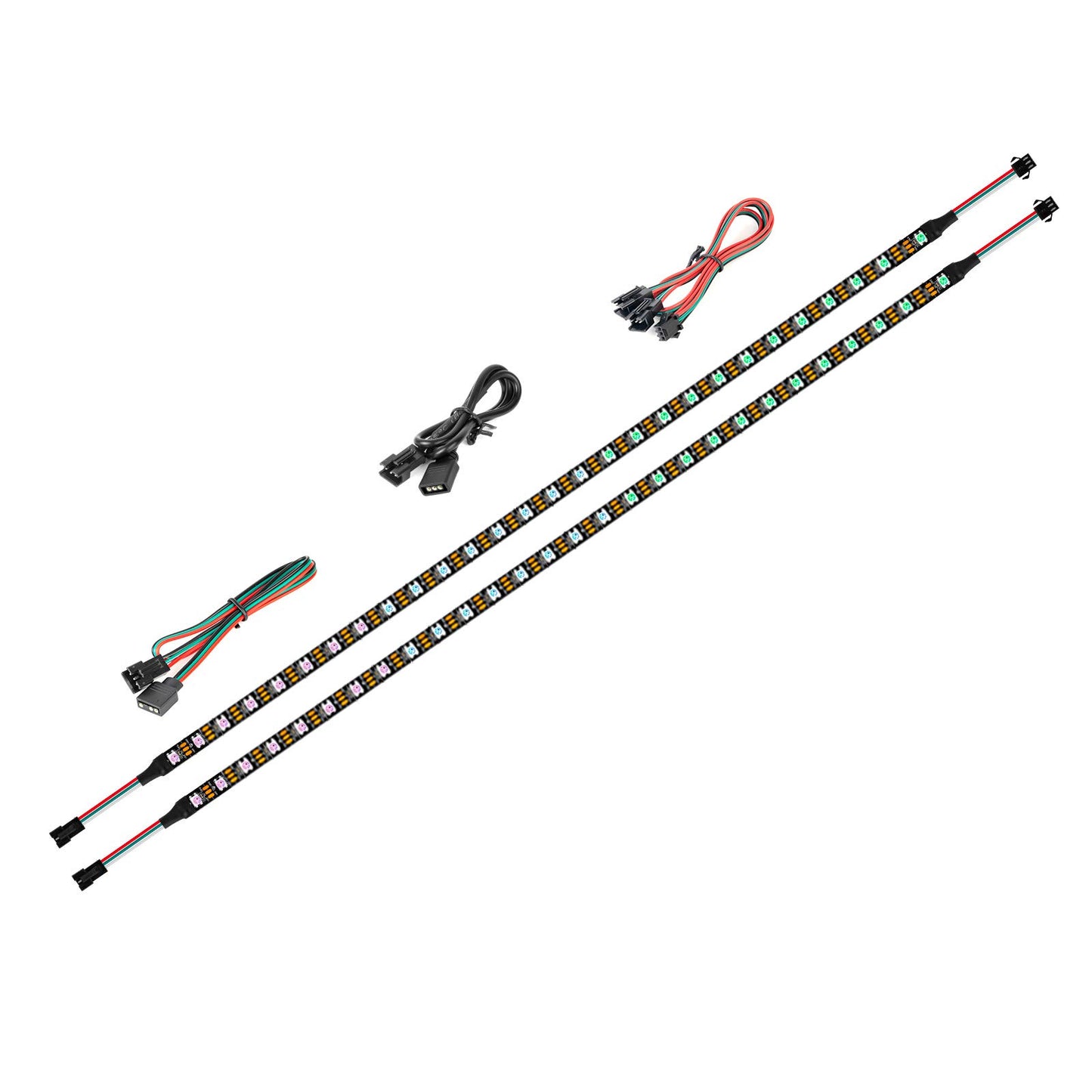 BTF-LIGHTING WS2812B IC PC Light Strip 2PCs 19in Individually Addressable for 5V 3Pin LED Headers for Asus Aura, Gigabyte RGB Fusion, MSI Mystic Light