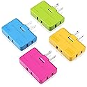 ETwinCoo 3 Way Flat Wall Outlet Extender AC Adapter - 2 Prong Flat Wall Plug, Adjustable Rotatable Mini Socket (Quick & Safe) Perfect for Home
