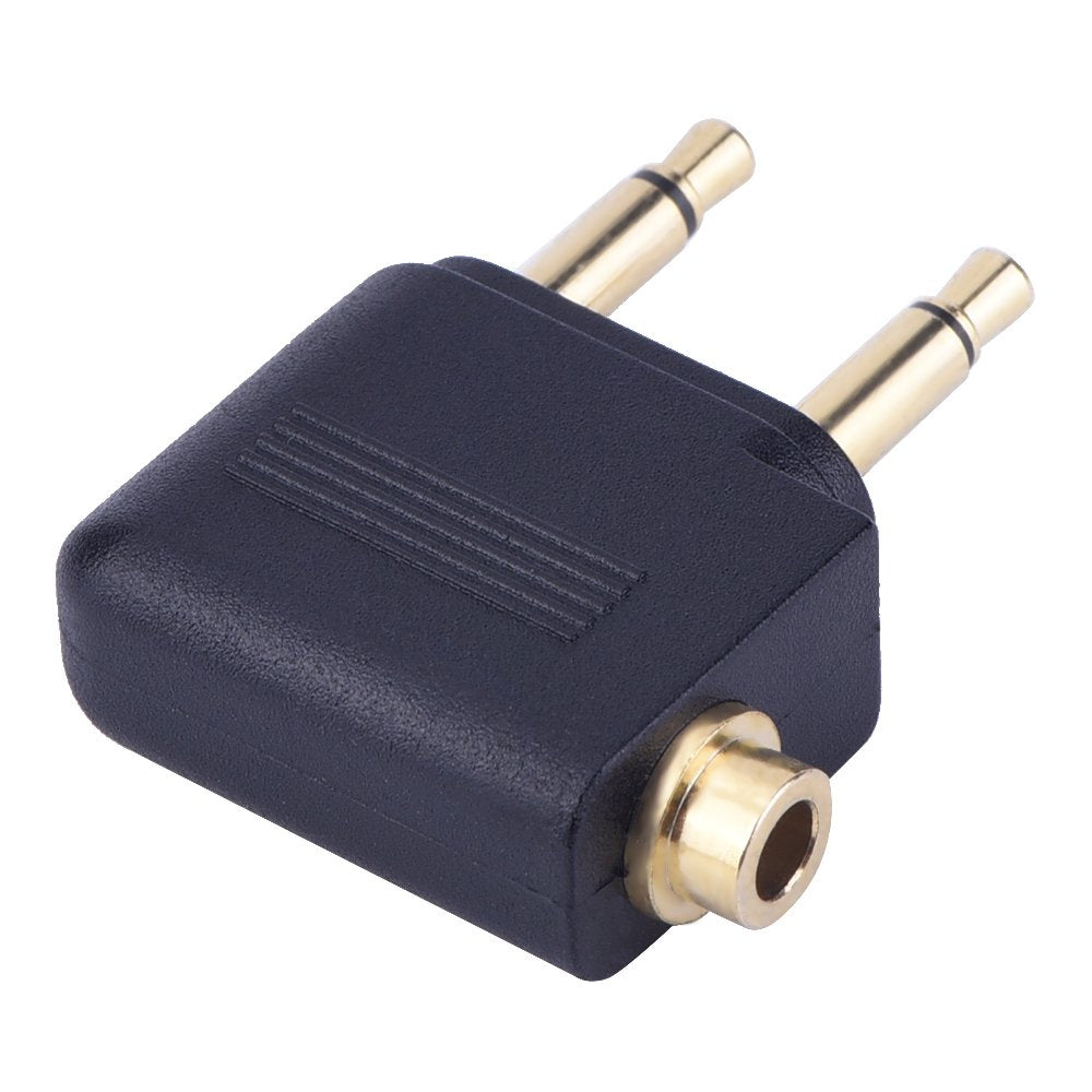 eBoot Airplane Airline Flight Adapters for Headphones (3 Pack, Golden Plated)
