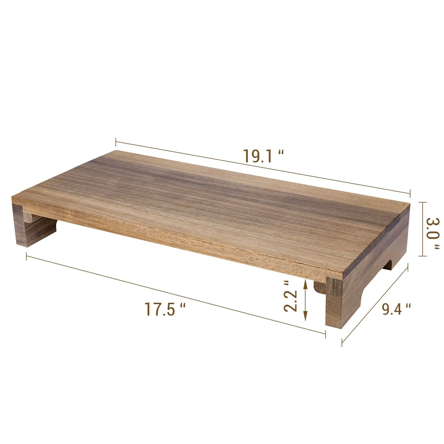 MyGift Premium Acacia Solid Wood Desk Monitor Stand, Laptop Riser & Keyboard Storage - Wooden Desktop Organizer for Screen Display and Workspace